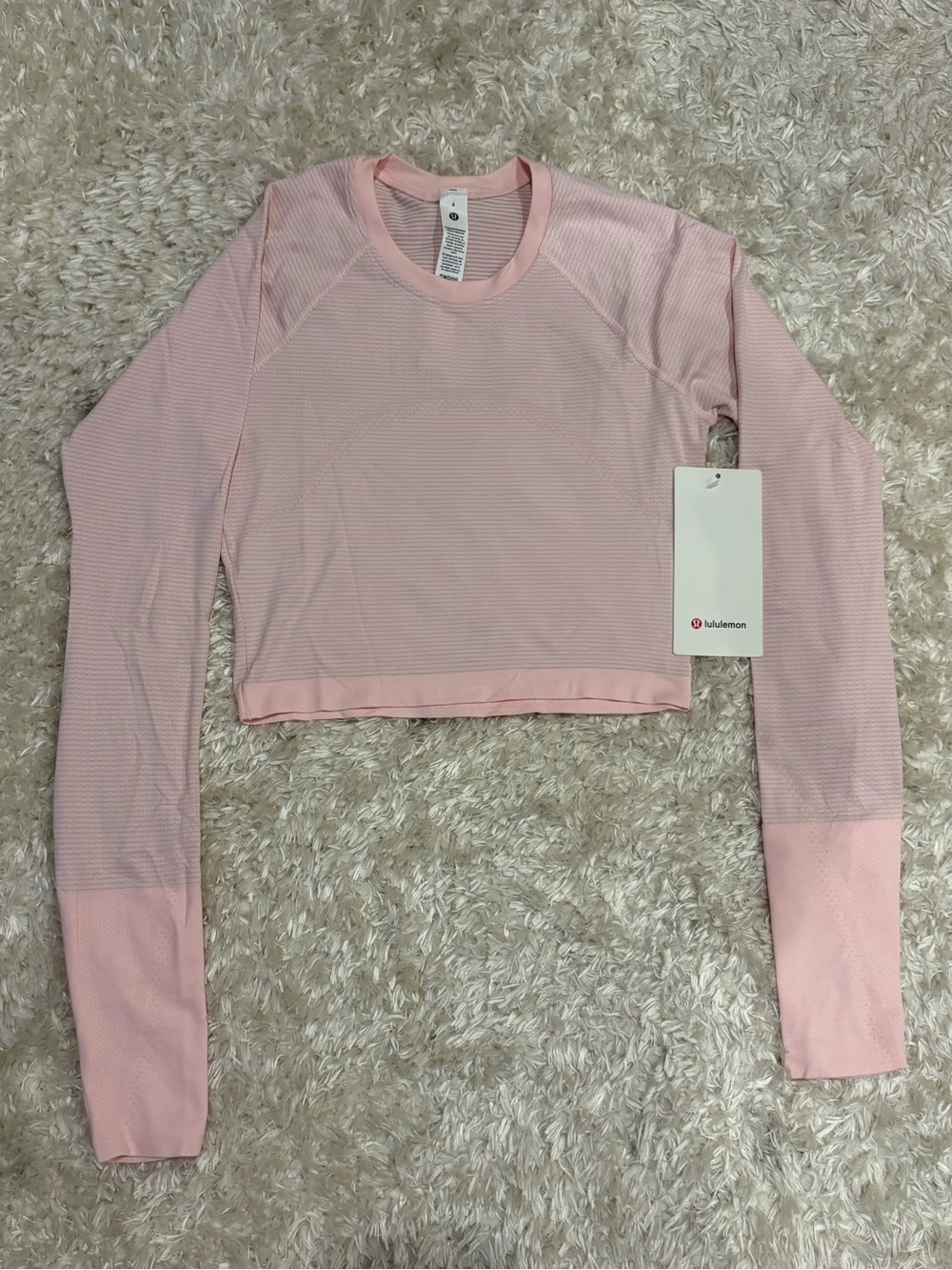 lululemon athletica Swiftly Tech Cropped Athletic Pink Grey Long Sleeve 2.0